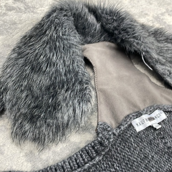 Kaufmanfranco Carbon Faux Fur Vest Knit Gray Boho Festival Sz L - Picture 9 of 13